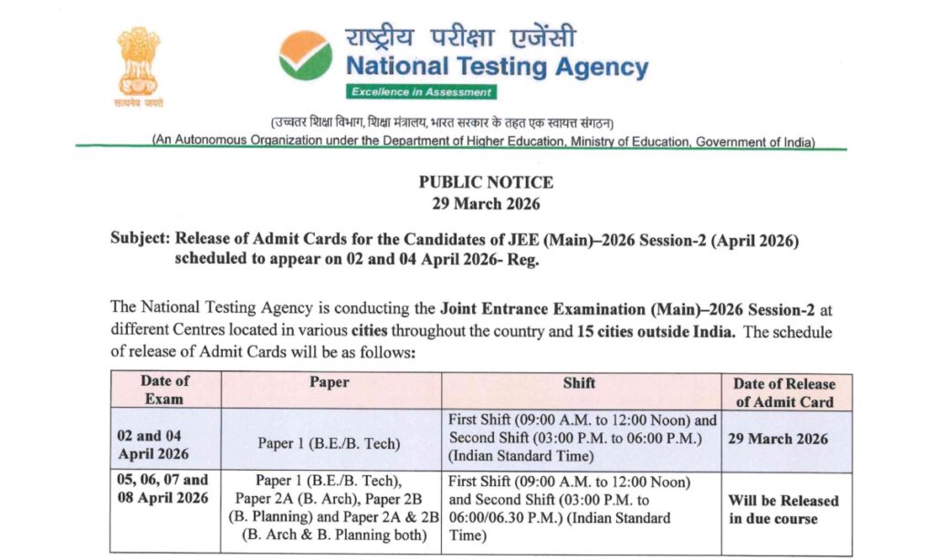 NTA JEE Mains Session 2