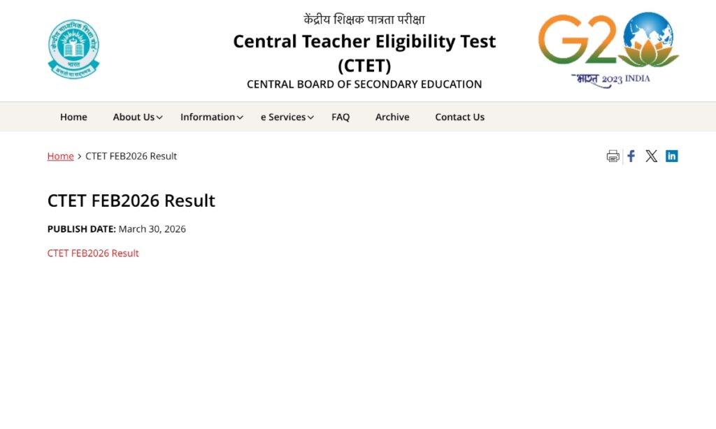 CTET Result 2026 February