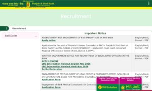 Punjab And Sind Bank Apprentice Recruitment