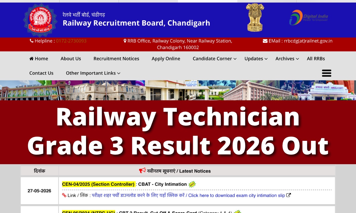 Railway Technician Grade 3 Result