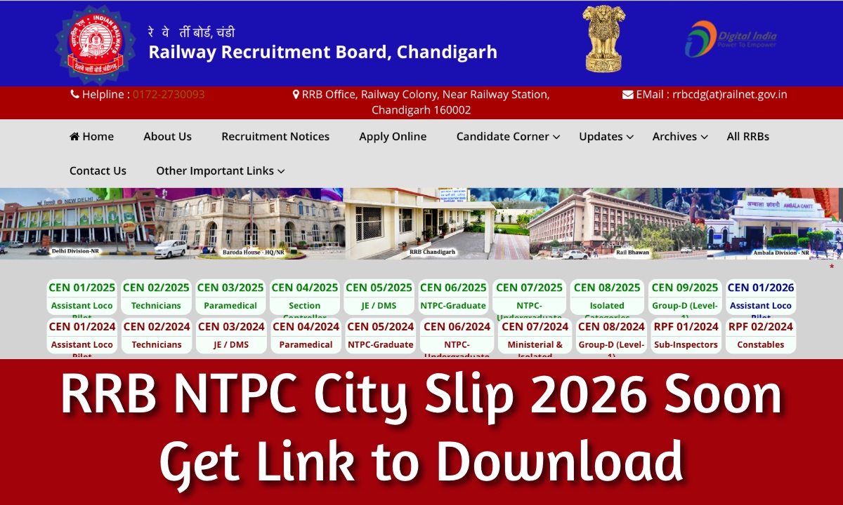 RRB NTPC City Slip