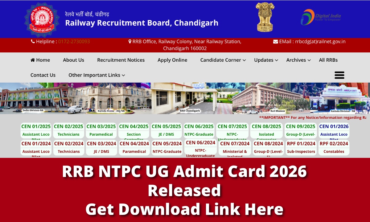 RRB NTPC UG Admit Card