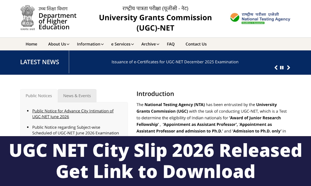 UGC NET City Slip