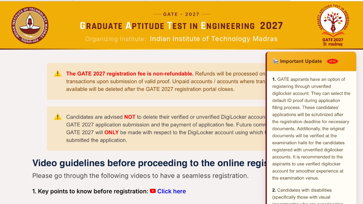 GATE 2027 Registration Last Date