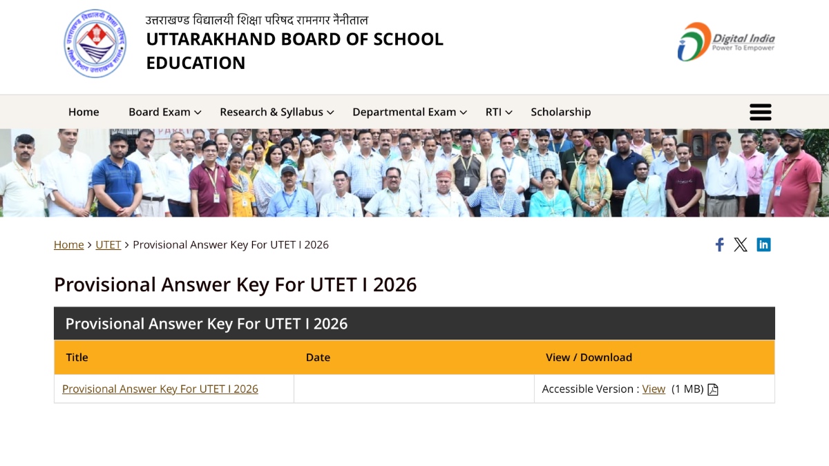 UBSE UTET Answer Key