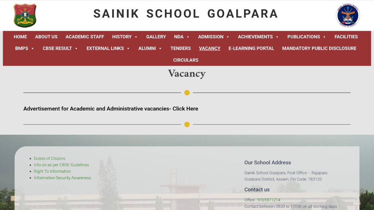 Sainik School Recruitment 